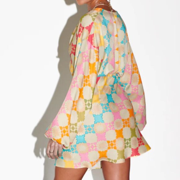 Printed Long Sleeve Mini Dress - Picture 3 of 4
